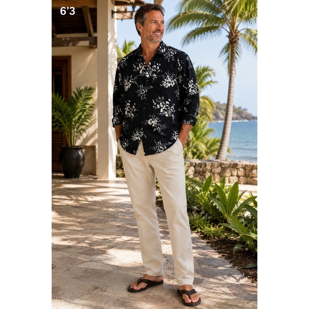 Tommy Bahama Mens Island Modern Fit L Botanica Floral Leaf Button Up Shirt ZZ